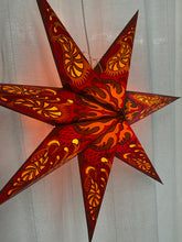 Lade das Bild in den Galerie-Viewer, Sternleuchte Indien Sternlampe Paisley rot orange gelb braun A-CRI-R760