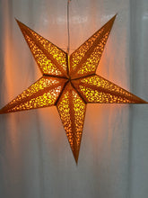 Lade das Bild in den Galerie-Viewer, Papierstern, Weihnachtsstern, Sternleuchte, Gold, Glitter, gelb M-LA-GG560