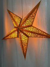 Lade das Bild in den Galerie-Viewer, Papierstern, Weihnachtsstern, Sternleuchte, Gold, Glitter, gelb M-LA-GG560