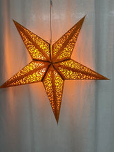 Lade das Bild in den Galerie-Viewer, Papierstern, Weihnachtsstern, Sternleuchte, Gold, Glitter, gelb M-LA-GG560