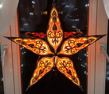 Lade das Bild in den Galerie-Viewer, Weihnachtsstern, Papierstern, schwarz, gold Glitter und orange M-NEW-G-03
