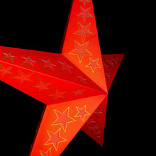 Lade das Bild in den Galerie-Viewer, Papierstern, LED Weihnachtsstern, Dekostern, Rot mit Sternen M-S-RG560
