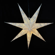 Lade das Bild in den Galerie-Viewer, Papierstern, LED Weihnachtsstern, Dekostern, Schneeflocke Weiß, Silber M-SF-WS760