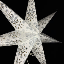 Lade das Bild in den Galerie-Viewer, Papierstern, LED Weihnachtsstern, Dekostern, Schneeflocke Weiß, Silber M-SF-WS760
