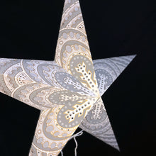 Lade das Bild in den Galerie-Viewer, Papierstern, LED Weihnachtsstern, Dekostern, Weiß, Grau, M-DA-W560