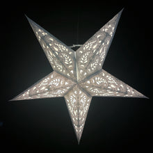 Lade das Bild in den Galerie-Viewer, Papierstern, LED Weihnachtsstern, Sternleuchte, Faltstern, Weiß, Grau, A-PC-W560