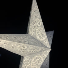 Lade das Bild in den Galerie-Viewer, Papierstern, LED Weihnachtsstern, Sternleuchte, Faltstern, Weiß, Grau, A-PC-W560