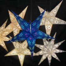 Lade das Bild in den Galerie-Viewer, Papierstern, Weihnachtsstern, Stern, Blau, Glitter EDEL! M-ZY-B560