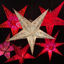 Lade das Bild in den Galerie-Viewer, Papierstern, Weihnachtsstern, Stern, München Bayern, Stickerei M-BBlu-W560