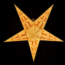 Lade das Bild in den Galerie-Viewer, Papierstern, Weihnachtsstern, Stern, Sternleuchte in creme-weiß + gold, Bayern Hirsche M-HI-WG560