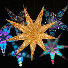 Lade das Bild in den Galerie-Viewer, Papierstern, Weihnachtsstern, Stern, Weiß, Gold Engel, Bayern M-EN-WG760