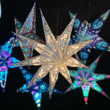 Lade das Bild in den Galerie-Viewer, Papierstern, Weihnachtsstern, Stern, Weiß, silber Engel, Bayern M-EN-WS760