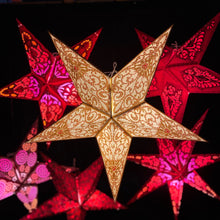 Lade das Bild in den Galerie-Viewer, Papierstern, Weihnachtsstern, Stern, Weiß, Gold, M-EWG-WG560