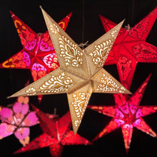 Lade das Bild in den Galerie-Viewer, Papierstern, Weihnachtsstern, Stern, Weiß, Gold, M-OM-WG560