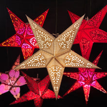 Lade das Bild in den Galerie-Viewer, Papierstern, Weihnachtsstern, Stern, Weiß, Gold, M-OM-WG560