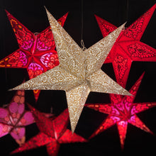 Lade das Bild in den Galerie-Viewer, Papierstern, Weihnachtsstern, Stern, Weiß, Gold, M-SP-WG560