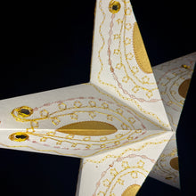 Lade das Bild in den Galerie-Viewer, Papierstern, Weihnachtsstern, Stern, Weiß, Naturpapier bestickt M-BL-W560