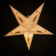 Lade das Bild in den Galerie-Viewer, Papierstern, Weihnachtsstern, Stern, Weiß, Naturpapier bestickt M-BL-W560