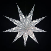 Lade das Bild in den Galerie-Viewer, Papierstern, Weihnachtsstern, Stern, Weiß, silber Engel, Bayern M-EN-WS760