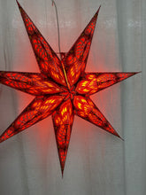 Lade das Bild in den Galerie-Viewer, Weihnachtsstern, Adventsstern, Fensterstern,  gold Glitter rot M- PC-RED7Gli-760
