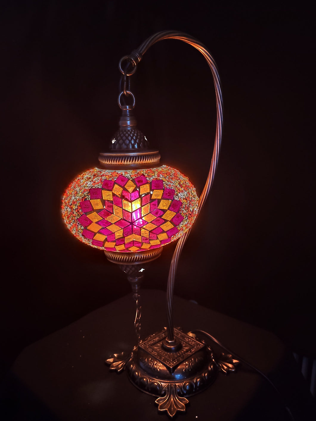 Tischleuchte, Mosaik Lampe, Orient, Desing, Dekoration, Leuchte rot Beleuchtung LED