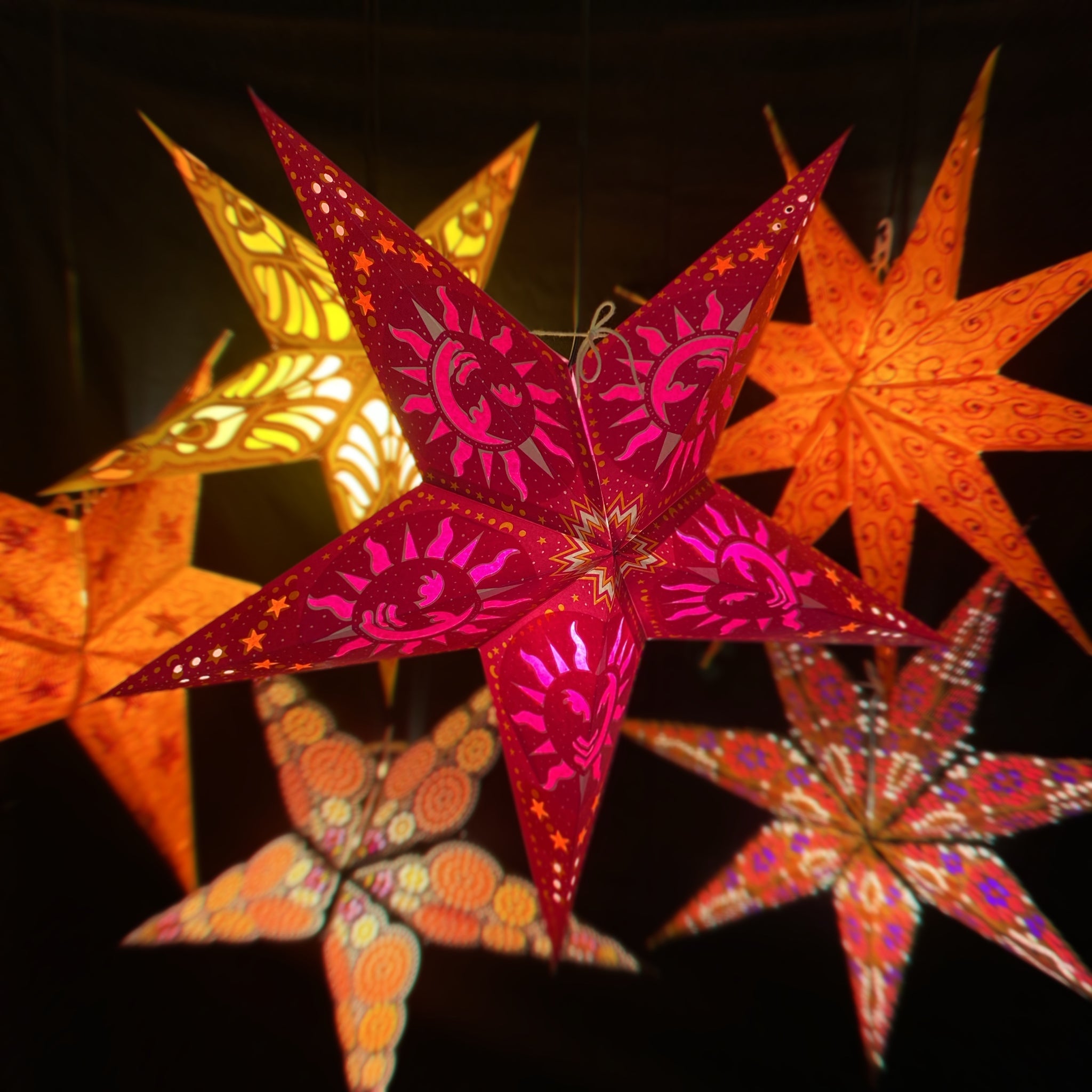weihnachtsstern blinkend bunt Papierstern, Weihnachtsstern, Stern, Kinderzimmer, Mond Pink, M-SO-P56 –  Trachten Rausch GmbH / Papierstern.Shop