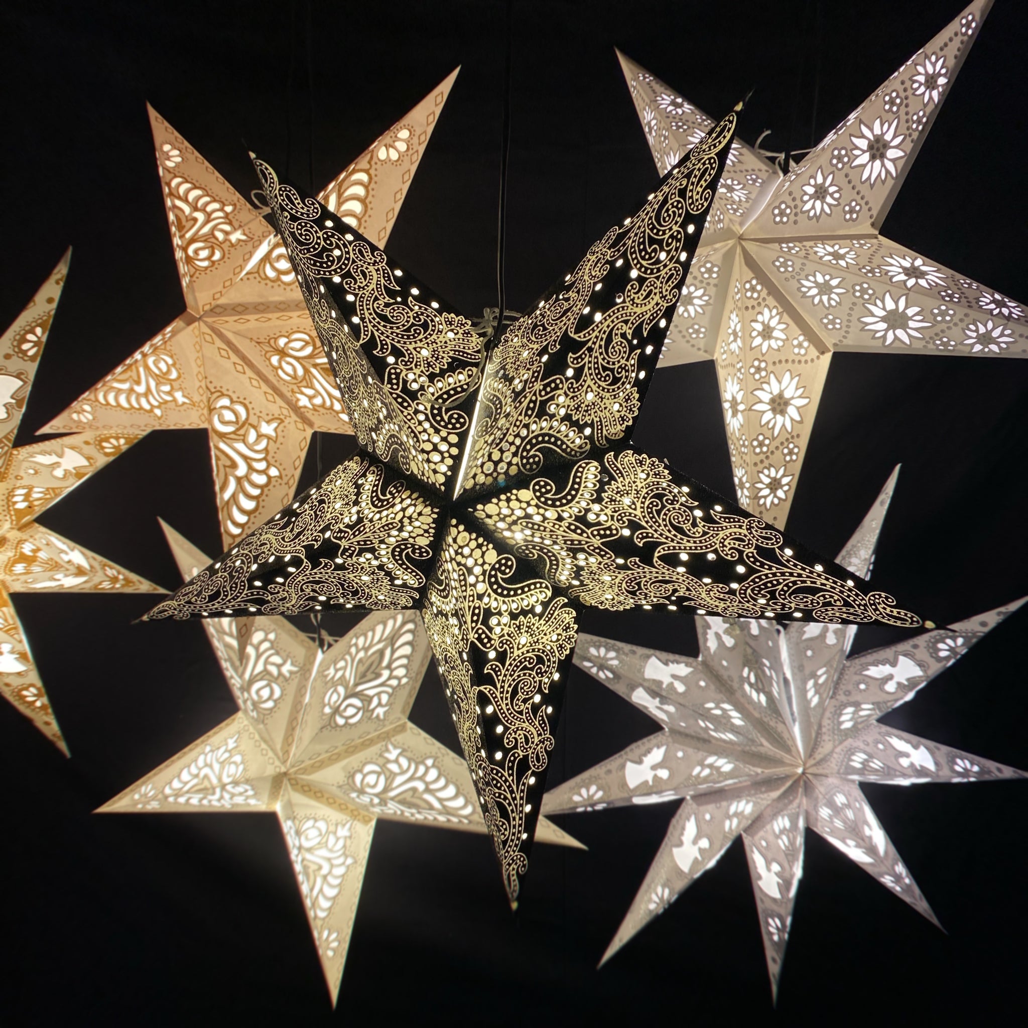 Papierstern, Weihnachtsstern, Stern, Dekostern, Schwarz, Paisley M-XSG –  Trachten Rausch GmbH / Papierstern.Shop