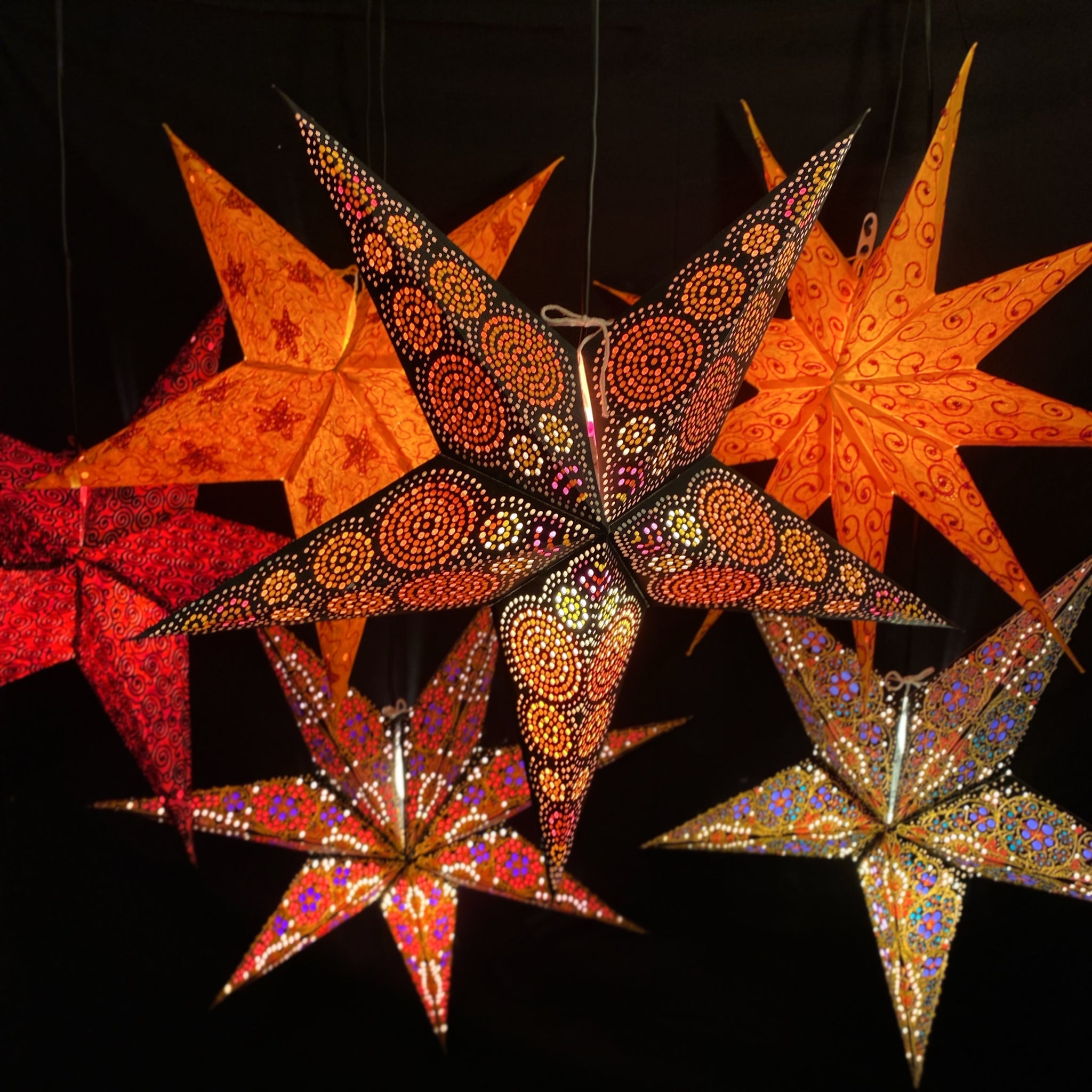 Papierstern, Weihnachtsstern, Stern, Laterne, Schwarz, Orange, M-SN-SO –  Trachten Rausch GmbH / Papierstern.Shop